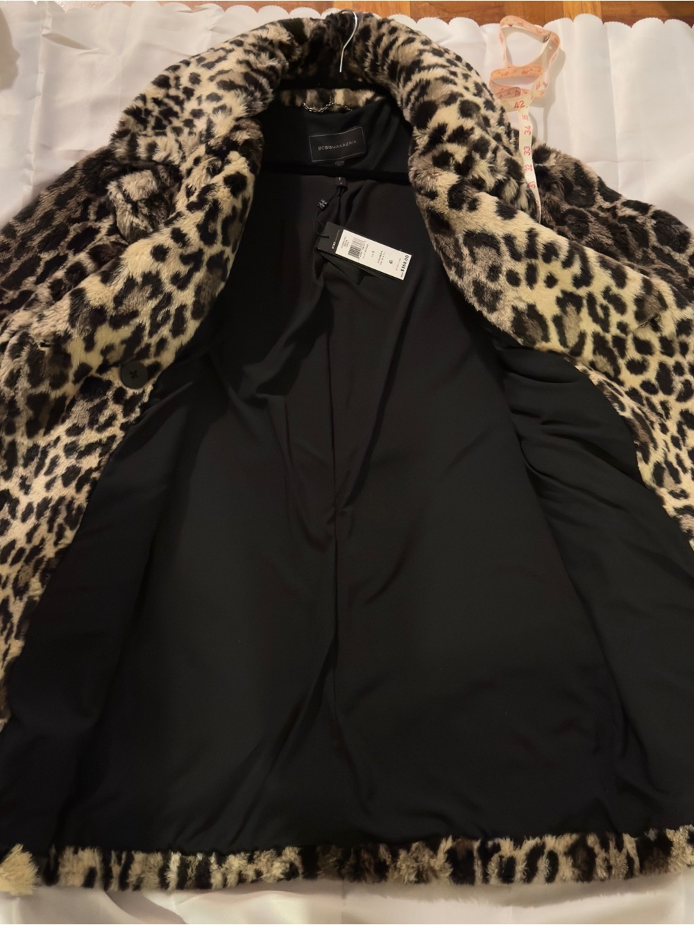BCBGMaxAzria Leopard Print Teddy Coat - Brown/Black/Cream - Picture 2 of 8
